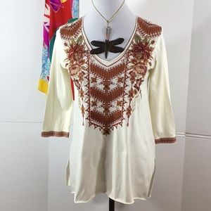 Johnny Was boho embroidered top XS